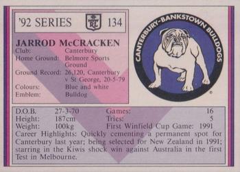 1992 Regina NSW Rugby League #134 Jarrod McCracken Back